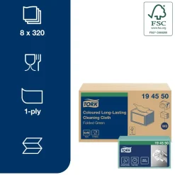 Allround klud - Tork - 194550 - Premium - W8 - SmallPack - grøn - 320 klude