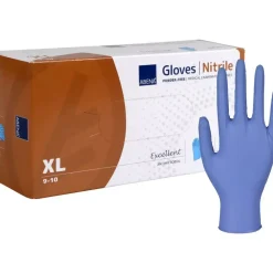 Antimikrobiel undersøgelseshandske, ABENA Excellent, XL, blå, nitril, pudderfri - 180 stk