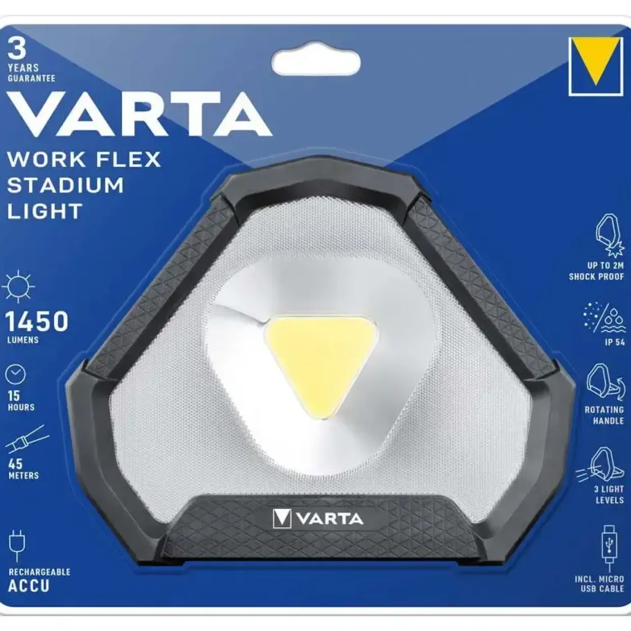 Arbejdslampe Varta Stadium Work Flex - sort