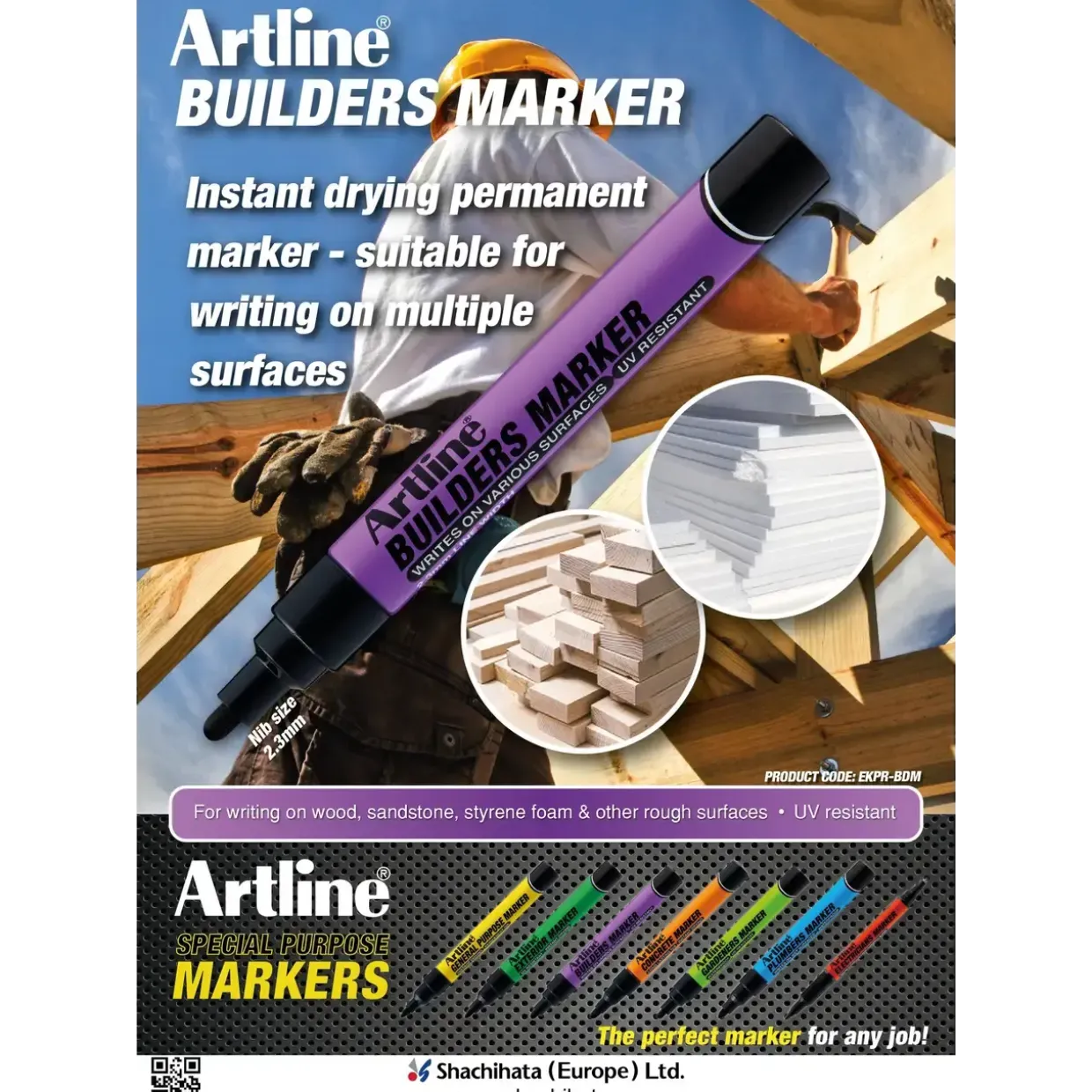 Artline builders marker hvid