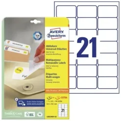 Avery aftagelig etiket 63,5x38,1mm (630)