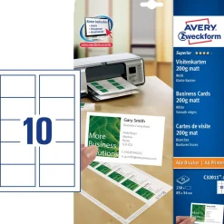 Avery etiketter C32011-25 - Visitkort laser/inkjet mat 200g - 250 stk