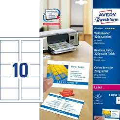 Avery etiketter C32016-25 - Visitkort laser satin 220g - 250 stk
