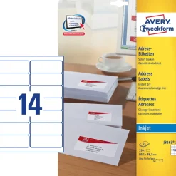 Avery etiketter J8163-25 - Adresse etiketter inkjet 14 pr. ark 99,1 x 38,1 mm - 25 ark