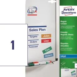 Avery etiketter J8867-5 - Magnet label hvid 210 x 297 mm - 5 stk
