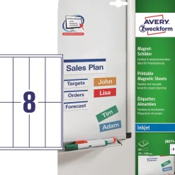 Avery etiketter J8875-5 - Magnetlabel inkjet 8 pr. ark 50 x 140 mm - 5 ark