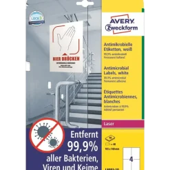 Avery etiketter Laseretiket - antimicrobiel 105x148mm hvid - 10ark