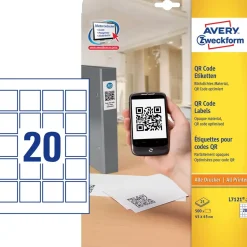 Avery etiketter L7121-25 - Etiket til QR kode kvadrat 45 x 45 mm - 500 stk