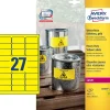 Avery etiketter L6105-20 - Laser etiket stærk gul 27 pr. ark 63,5 x 29,6 mm - 20 ark