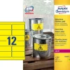 Avery etiketter L6107-20 - Laserlabel stærk gul 12 pr. ark 99,1 x 42,3 mm - 20 ark