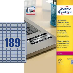 Avery etiketter L6008-20 - Stærke laser etiketter sølv 25,4 x 10 mm | 20 ark
