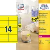 Avery etiketter L7263Y-25 - Laseretiket 14 pr. ark 99,1 x 38,1 mm neongul - 25 ark