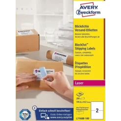 Avery etiketter m BlockOut hvid 199,6x143,5mm 100 ark á 2stk