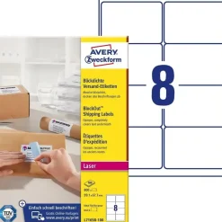 Avery etiketter m BlockOut hvid 99,1x67,7mm 100 ark á 8stk