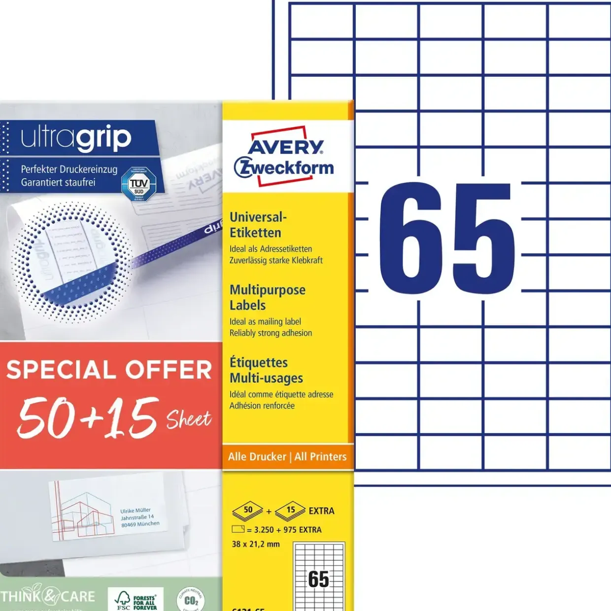 Avery Universaletiketter 38x21,2mm Promotion (4225)