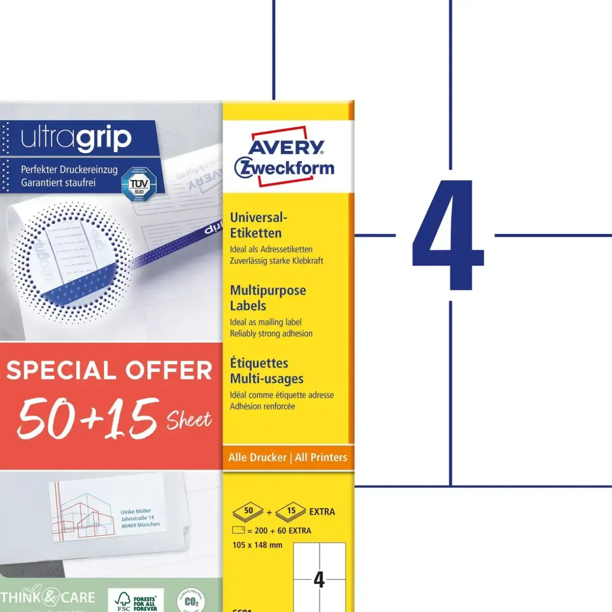 Avery Universaletiketter 105x148mm Promotion (260)