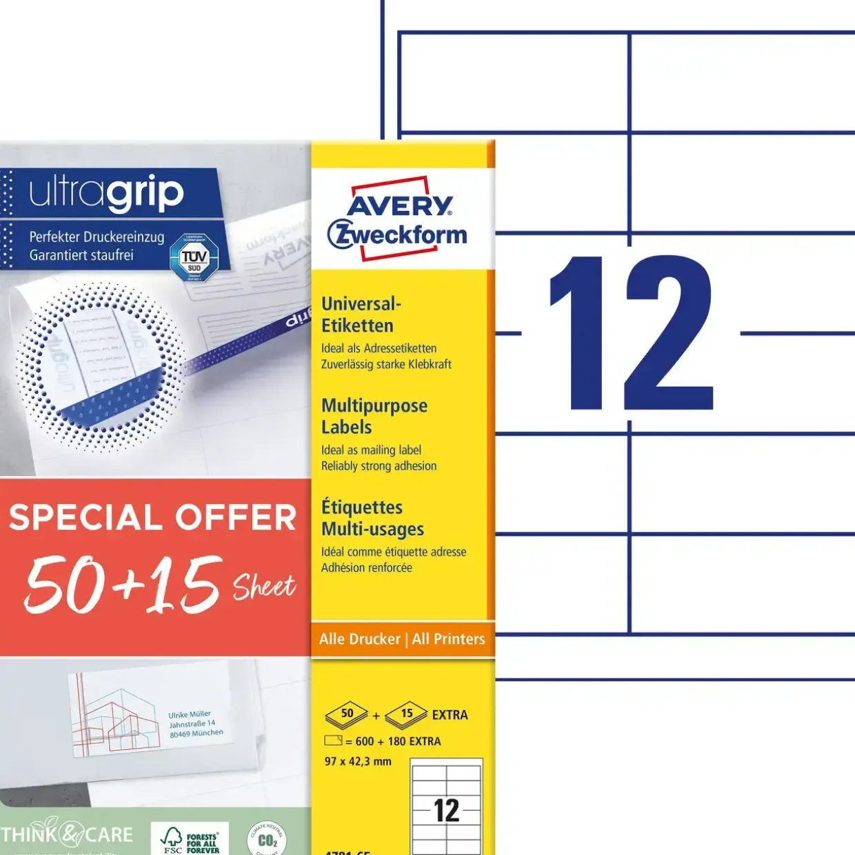 Avery Universaletiketter 97x42,3mm Promotion (780)