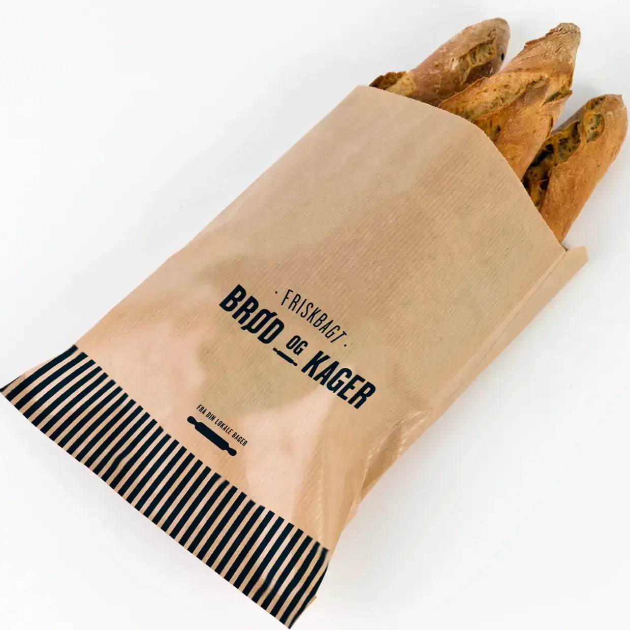 Bagerpose 1,5 kg ribbet brun Friskbagt brød og kager - 1000 stk