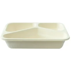 Bakke 3-rum Firkant 500/250/190ml L227xB178xH45mm Træfibermasse Hvid - 2 ps x 84 stk/krt