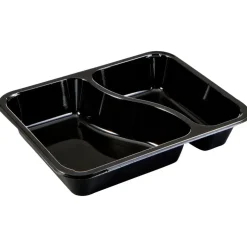 Bakke, 22,7x17,8x4,3cm, 1115 ml, sort, CPET, 2-rums, 430 | 685 ml, standard serie, med S-deling, hovedret - 360 stk
