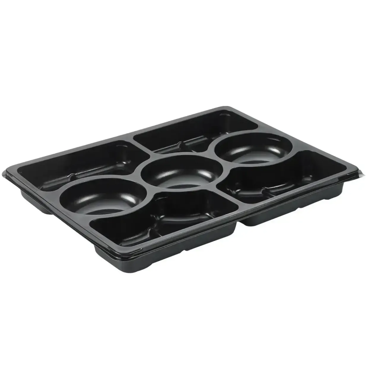 Bakke Zen Tapas 7-rum Rektangulær 1518ml L320xB250xH33mm RPET Sort - 2 ps x 60 stk/krt