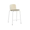 Barstol ADD Birk laminat, sæde i beige tekstil, hvide ben