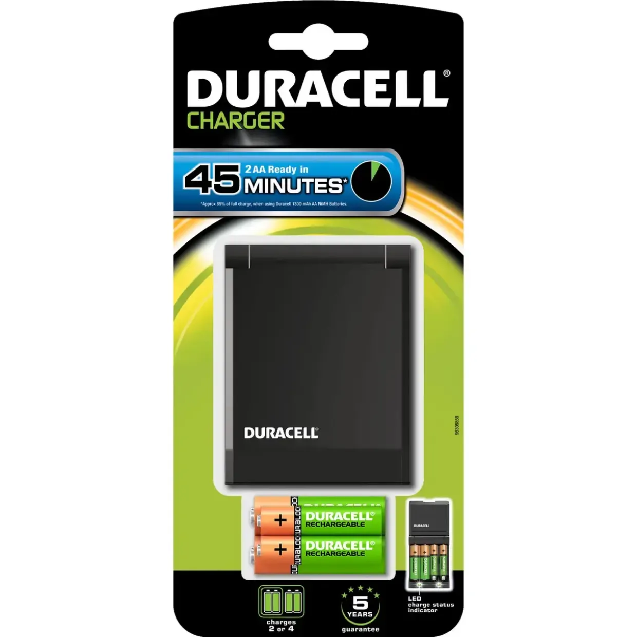 Batterioplader Duracell 45 minutters oplader 3 stk