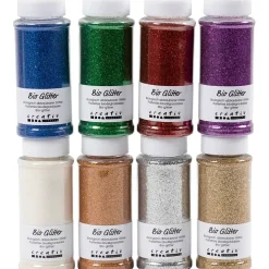 Bio-glitter, ass. farver, 8x110 g - 1 pakke