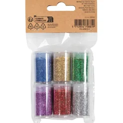 Bio-glitter, ass. farver, 6x5 g - 1 stk
