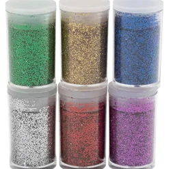 Bio-glitter, ass. farver, 6x5 g - 1 stk