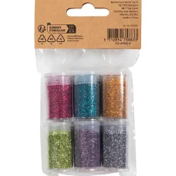 Bio-glitter, ass. farver, 6x5 g - 1 stk/ds