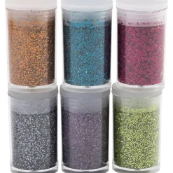 Bio-glitter, ass. farver, 6x5 g - 1 stk/ds
