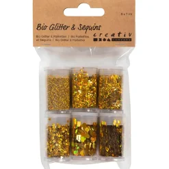 Bio Glitter & Pailletter, guld, 6x5g - 1 pak