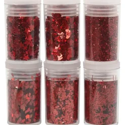 Bio Glitter & Pailletter, rød, 6x5 g - 1 pak