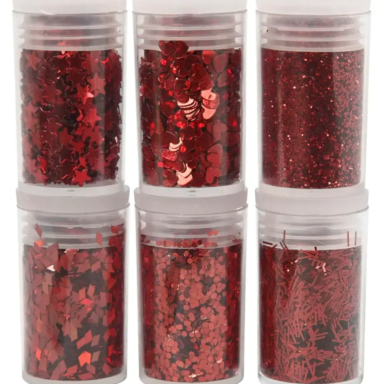 Bio Glitter & Pailletter, rød, 6x5 g - 1 pak