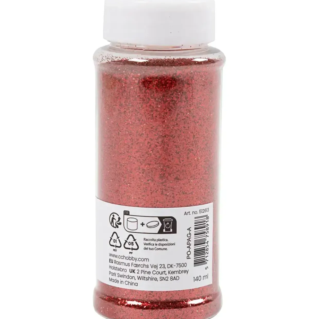 Bio-glitter, rød, 110 g - 1 stk