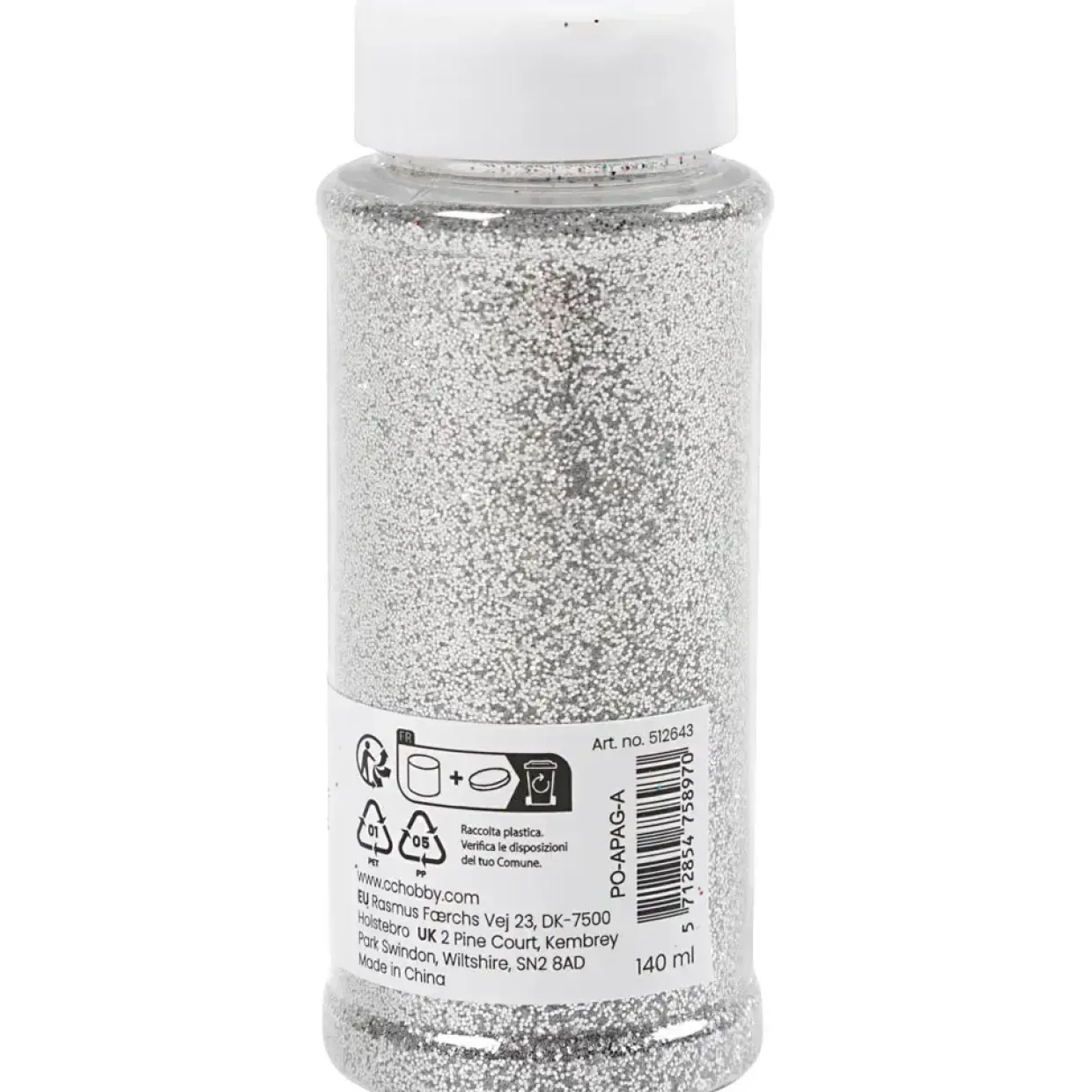 Bio-glitter sølv- 1 stk