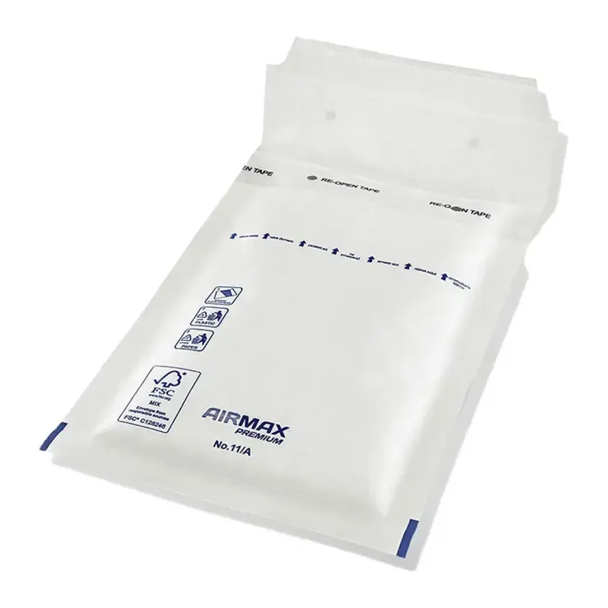 Boblekuvert - Airmax No. 11/A hvid - 120x175 mm (100x165 mm indv.) - 200 stk