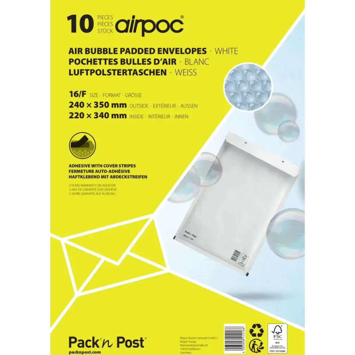 Boblekuverter – Peel & Seal – 220 × 340 mm – 10 stk