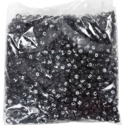 Bogstavperler, A-Ø, diam. 7 mm, hulstr. 1,2 mm, sort, 165 g/ 1 pk.