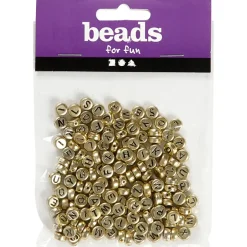 Bogstavperler - Rund 7 mm Guld - ca. 200 stk