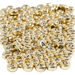 Bogstavperler - Rund 7 mm Guld - ca. 200 stk
