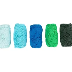 Bomuldsgarn | 8/4 - 5x50, blå/grøn harmoni | 5x20 g/ 1 pk.