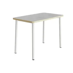 Bord Add 590, L1200xB700xH900 mm, lys grå, lyddæmpende linoleum, hvidt stel