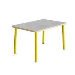 Bord Add 590, L1200xB700xH720 mm, lys grå, lyddæmpende linoleum, gult stel