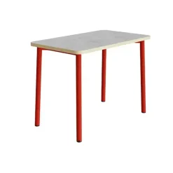 Bord Add 590, L1200xB700xH900 mm, lys grå, lyddæmpende linoleum, rød stel