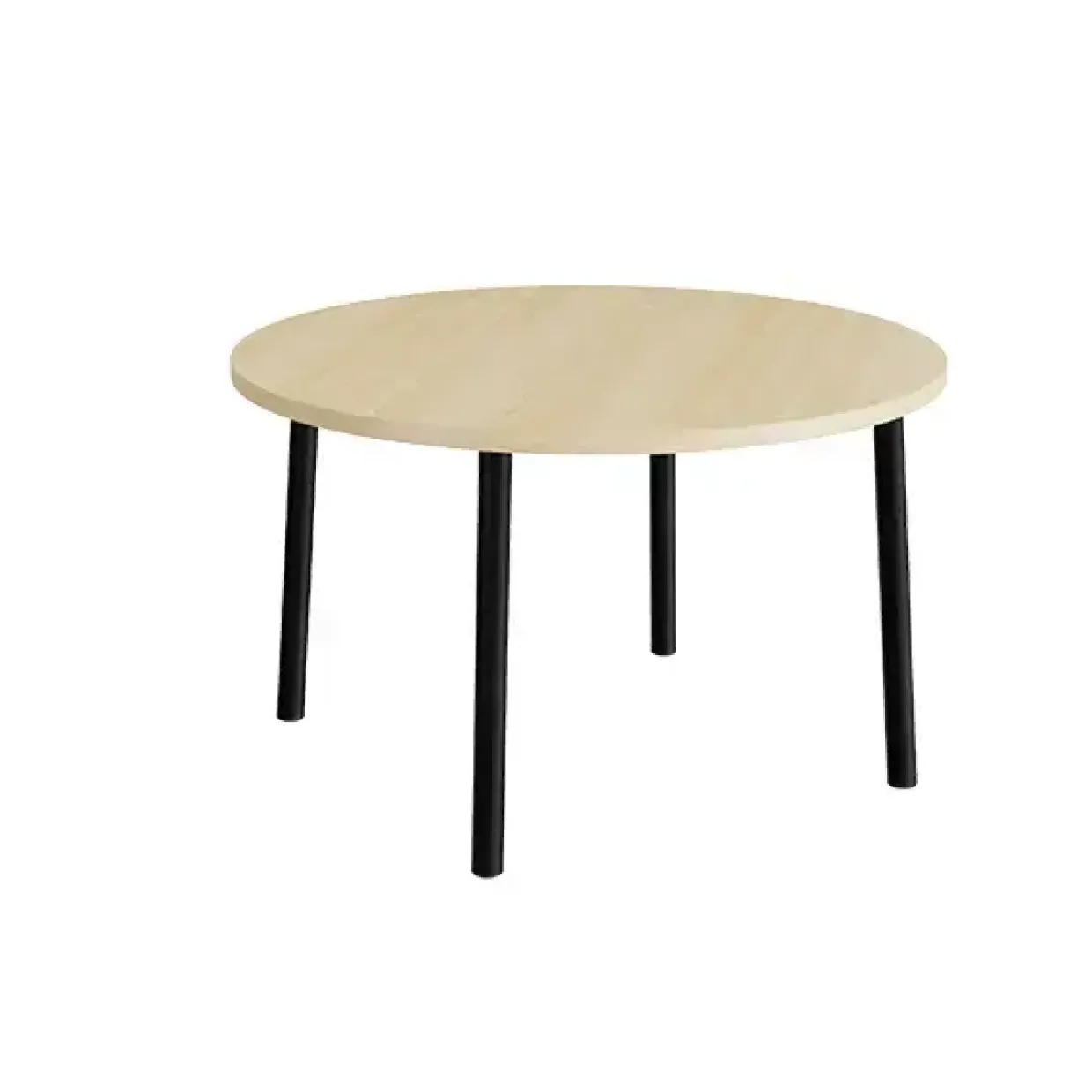 Bord Add 590, Ø1200 mm, højde 720 mm, birk laminat på sort stel