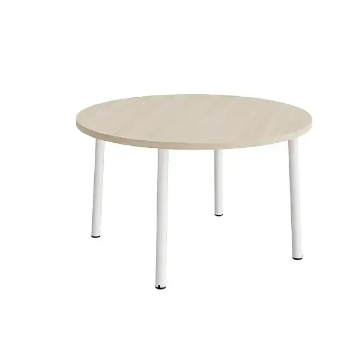 Bord Add 590, Ø1200 mm, højde 720 mm, hvidpigmenteret eg laminat på hvidt stel