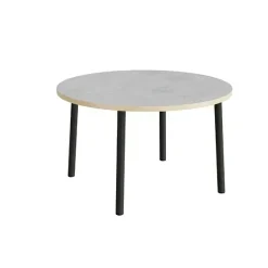 Bord Add 590, Ø1200 mm, højde 720 mm, lys grå linoleum på sortoliven stel