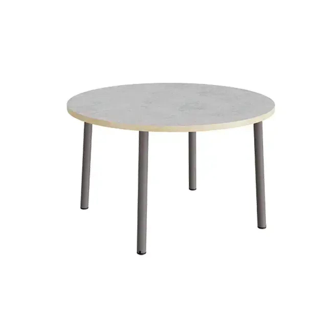 Bord Add 590, Ø1200 mm, højde 720 mm, lys grå linoleum på gråt stel